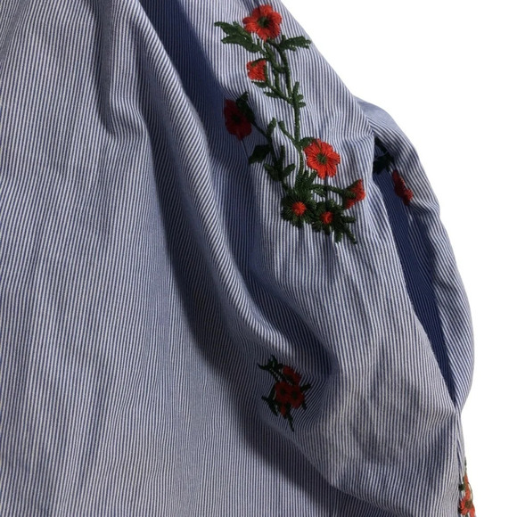 3/$25 ❥ Floral Embroidered Sleeveless Mini Summer Dress Pockets Blue Small - Picture 7 of 11